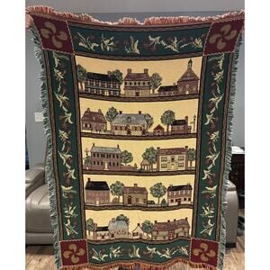 Bob Timberlake Old Salem Triple Woven Cotton Afghan Blanket Approx. 68 x 48